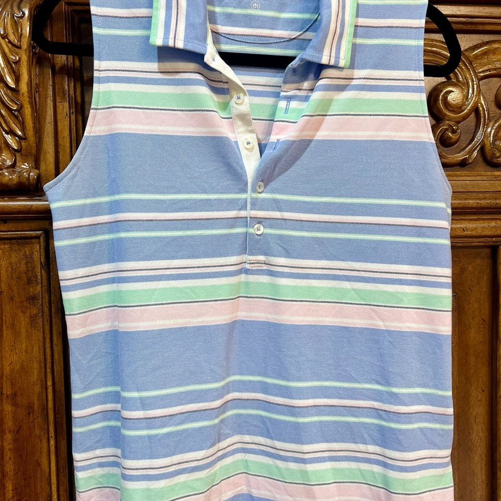 Polo by Ralph Lauren Sleeveless Polo Tank - Blue, Pink, Green, White Stripes